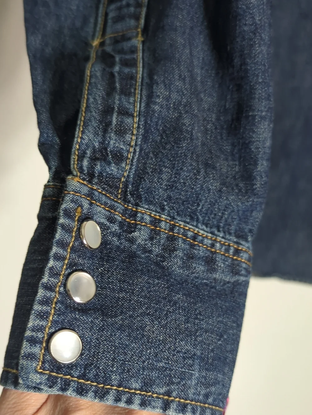 Levis Mens Western Denim Shirt Dark Indigo Pearl Snap Long Sleeve Cowboy Medium